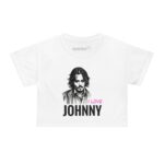 White Crop Top Tee with Johhny Depp Graphics