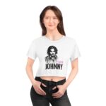 White Crop Top Tee with Johhny Depp Graphics