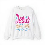 Jesus Loves Me White Crewneck Sweatshirt